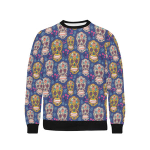 Sugar skull flower pattern Men's Crew Neck Sweatshirt