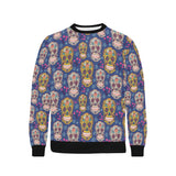 Sugar skull flower pattern Men's Crew Neck Sweatshirt