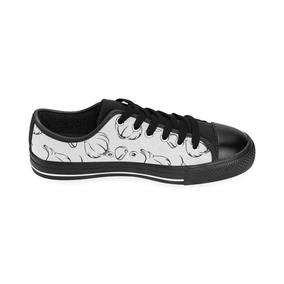 Garlic pattern black white Men's Low Top Canvas Shoes Black