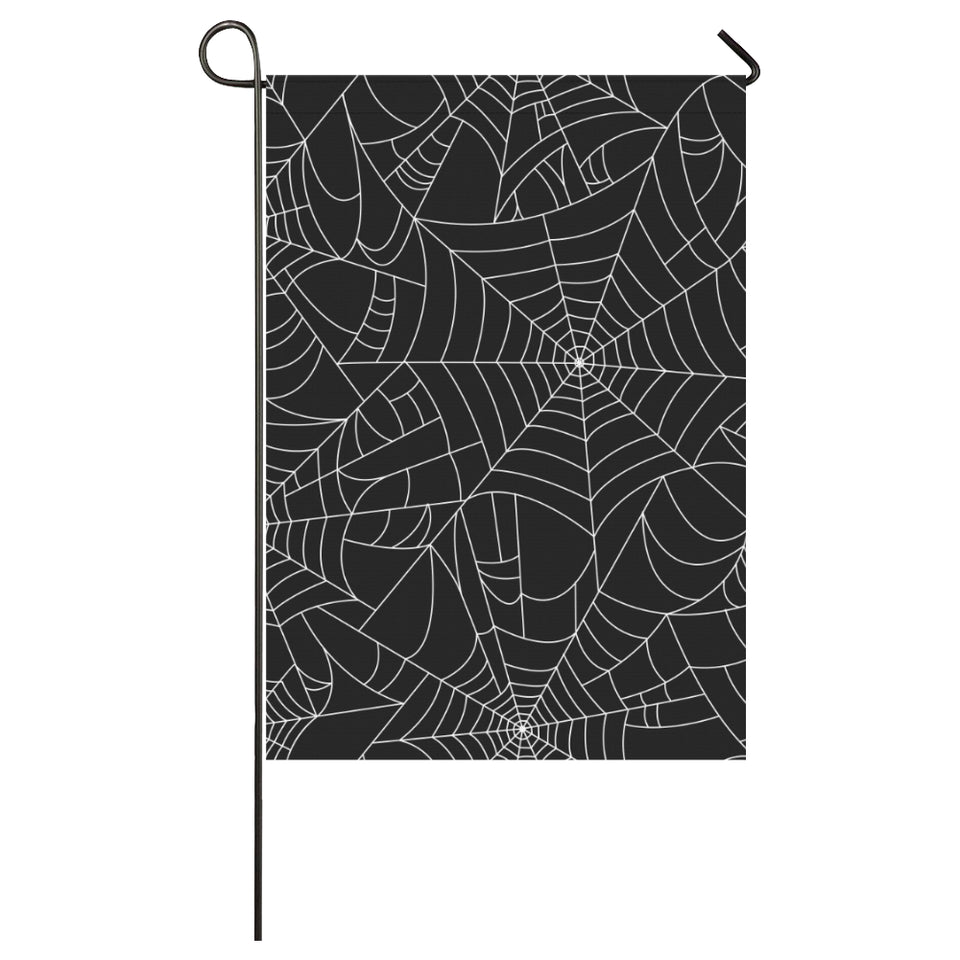 Spider web pattern Black background white cobweb House Flag Garden Flag