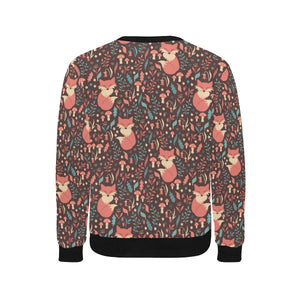 fox leaves mushroom pattern Men's Crew Neck Sweatshirt
