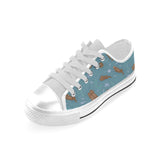 Sea otters pattern Men's Low Top Canvas Shoes White