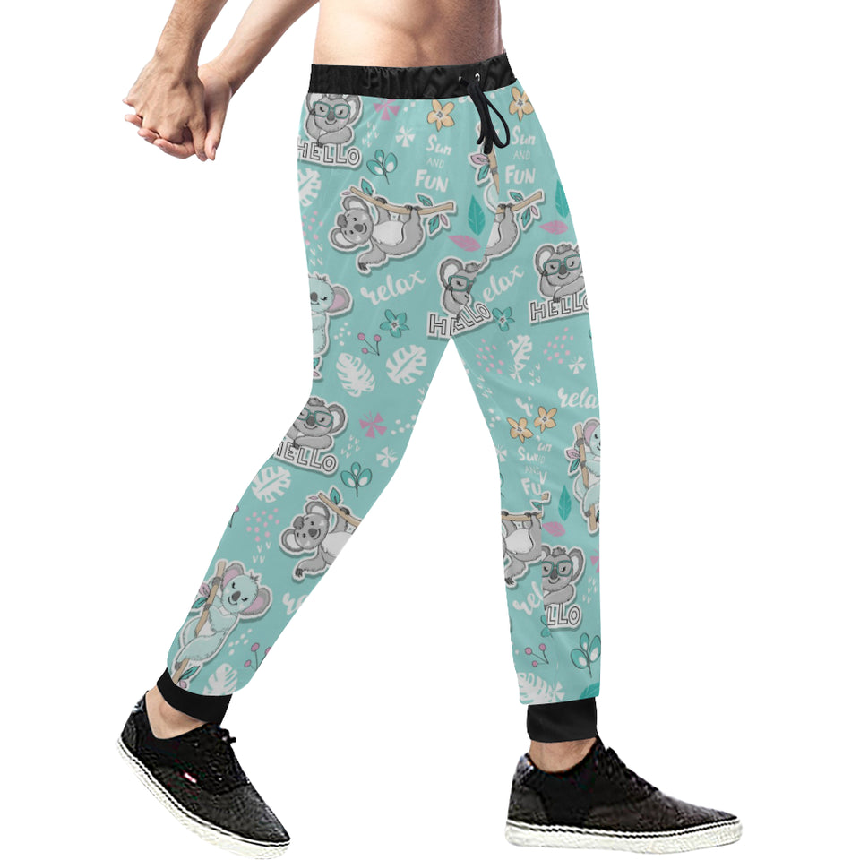 Cute koalas blue background pattern Unisex Casual Sweatpants