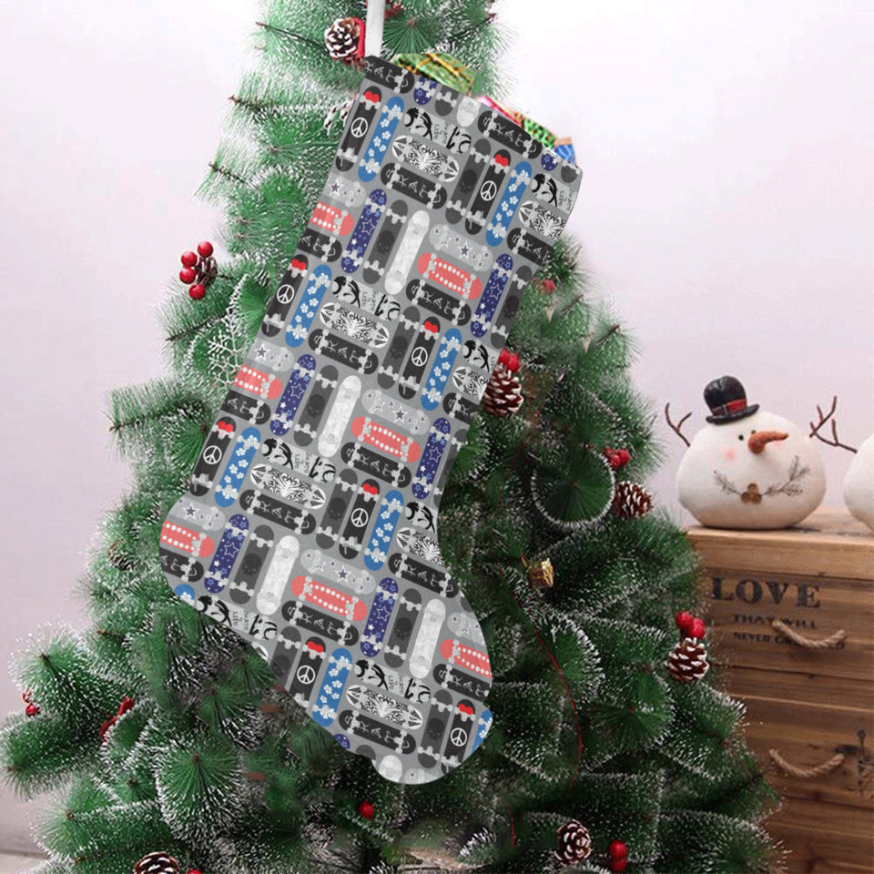 Skate Board Pattern Print Design 04 Christmas Stocking