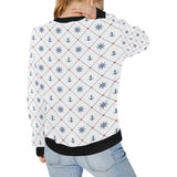 Anchor rudder nautical design pattern Women's Crew Neck Sweatshirt