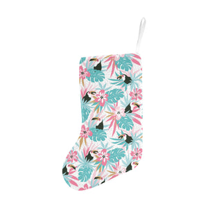 Toucan tropical flower leave pattern Christmas Stocking