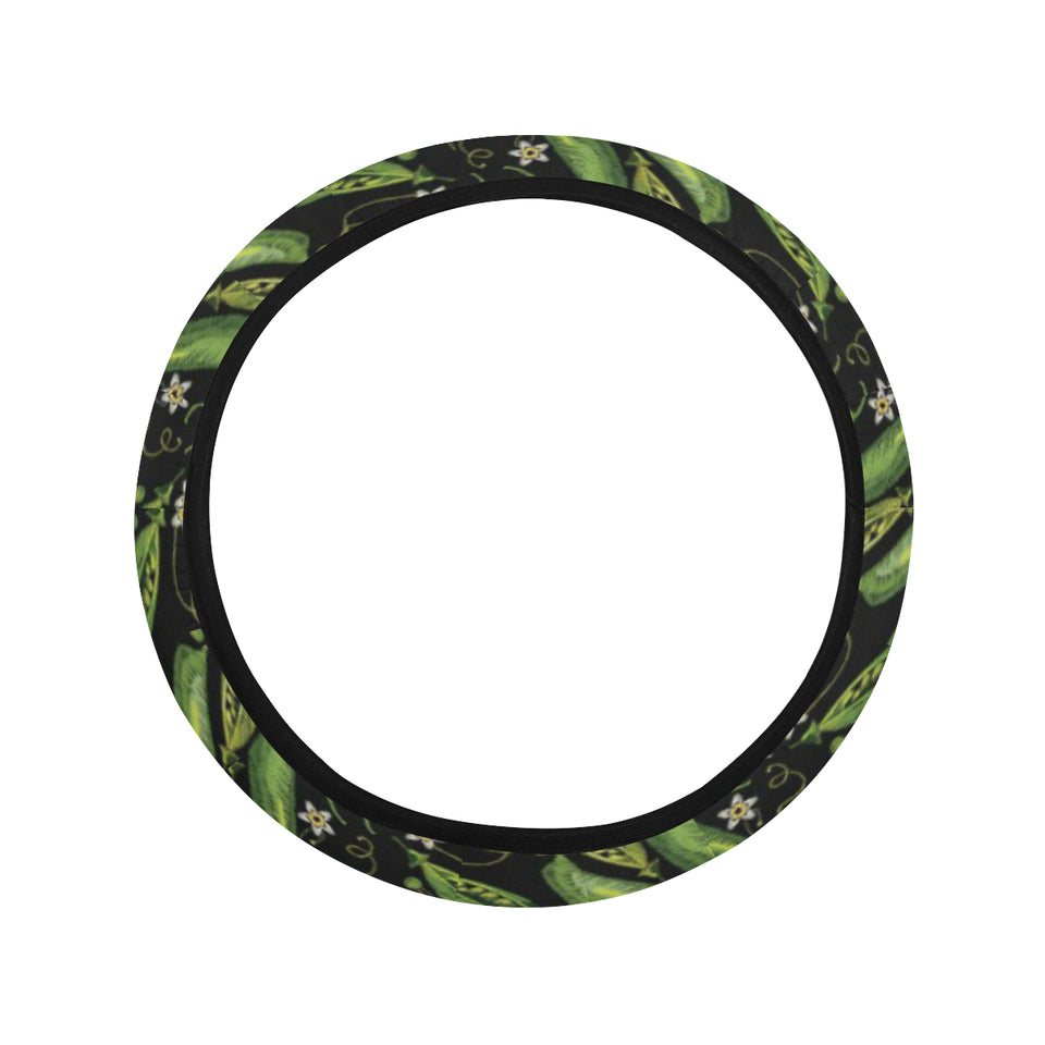Green Peas Pattern Print Design 02 Car Steering Wheel Cover