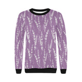 Lavender flowers purple pattern Women's Crew Neck Sweatshirt