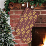 Hand drawn gold saxophone red background Christmas Stocking