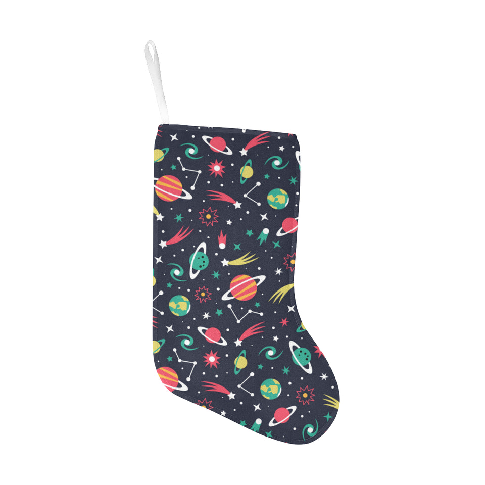 colorful space pattern planet star Christmas Stocking