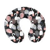 white swan blooming flower pattern U-Shaped Travel Neck Pillow