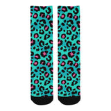 Green leopard skin print pattern Crew Socks