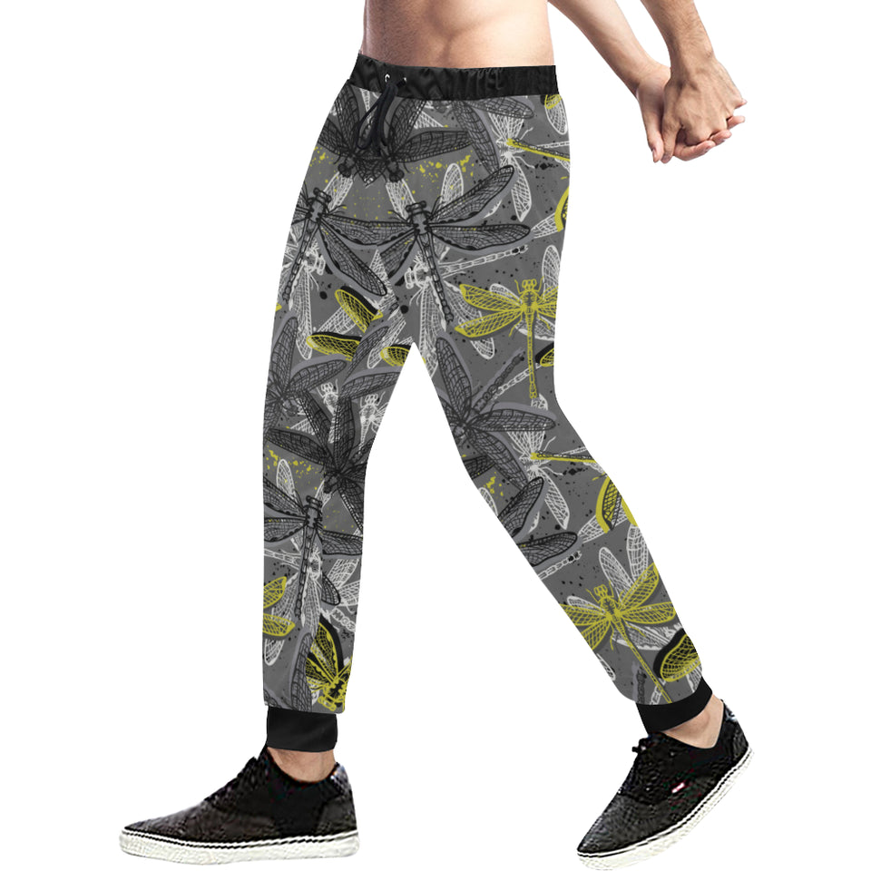 Hand drawn dragonfly pattern Unisex Casual Sweatpants