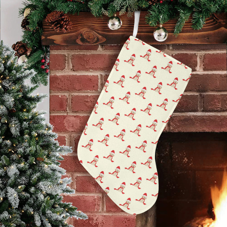 Golden Retriever Pattern Print Design 01 Christmas Stocking
