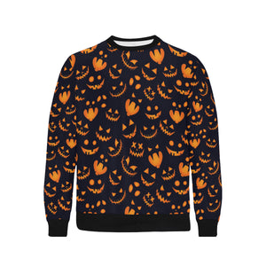 Halloween pattern Pumpkin background Men's Crew Neck Sweatshirt