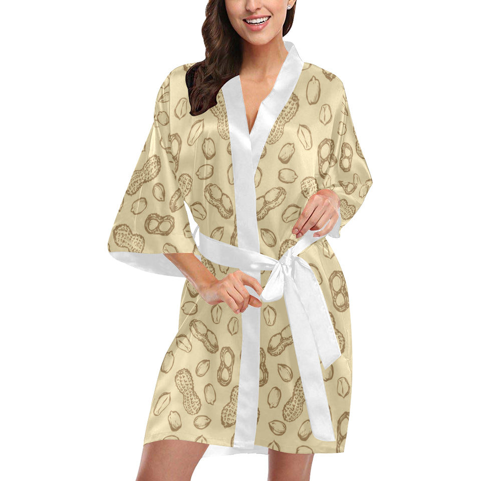 hand drawn peanuts pattern Women's Short Kimono Robe