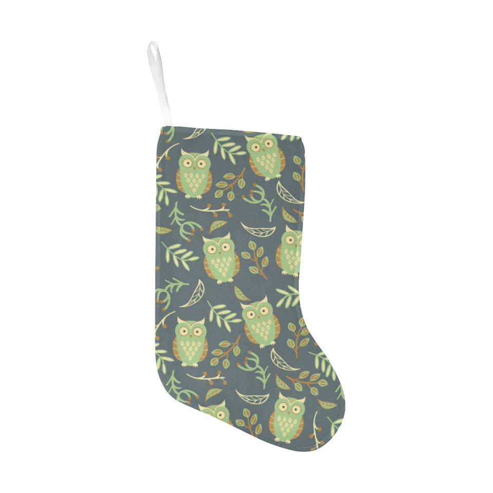 Cute owls leaves pattern Christmas Stocking