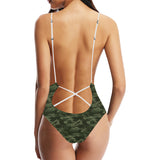 Digital Green camouflage pattern Women's One-Piece Swimsuit