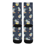 Cute sloth astronaut star planet rocket pattern Crew Socks