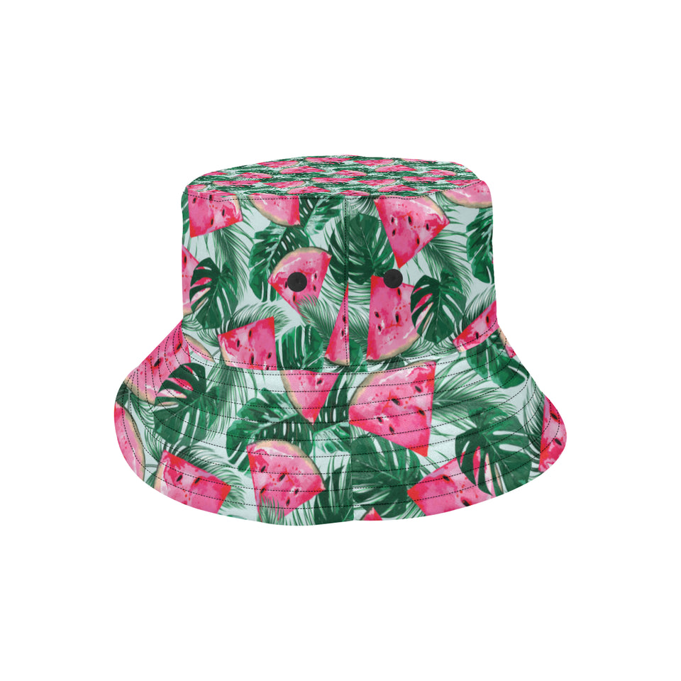 Watermelons tropical palm leaves pattern Unisex Bucket Hat
