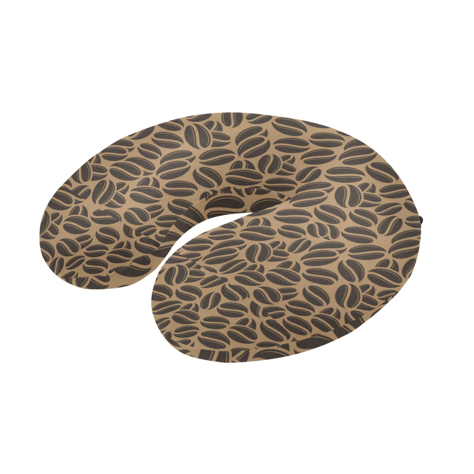 Coffee bean on brown background U-Shaped Travel Neck Pillow