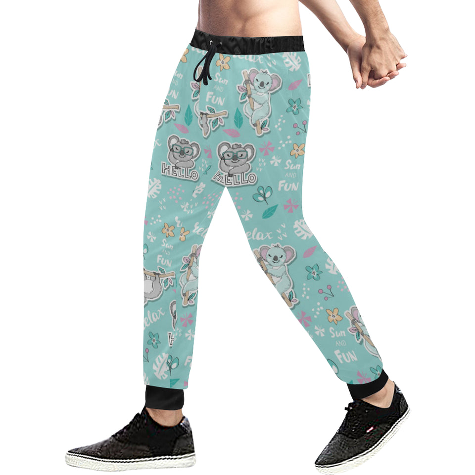 Cute koalas blue background pattern Unisex Casual Sweatpants