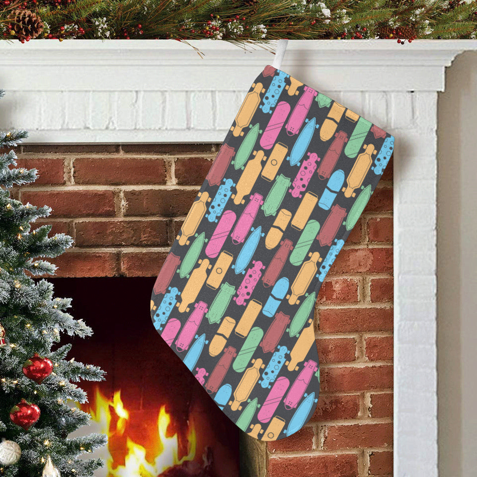 Skate Board Pattern Print Design 02 Christmas Stocking
