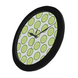 Cucumber slices pattern Elegant Black Wall Clock