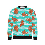 Octopuses sea wave background Men's Crew Neck Sweatshirt