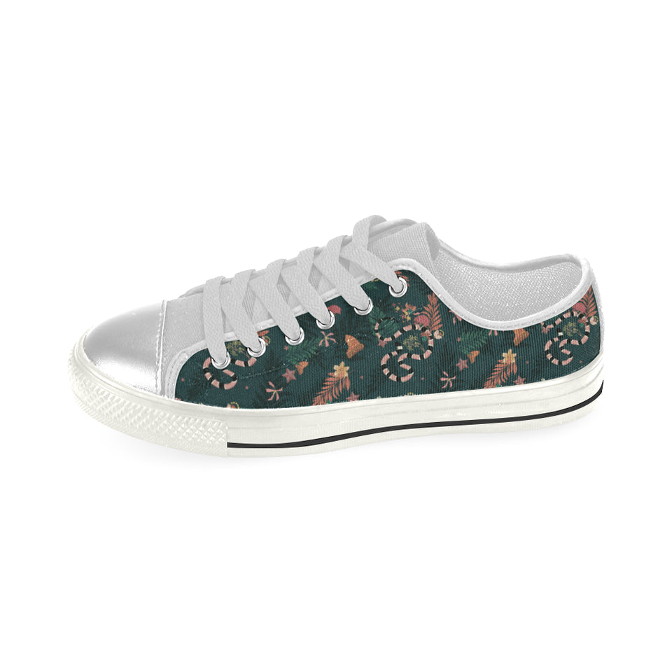 Snake forest pattern Women's Low Top Canvas Shoes White