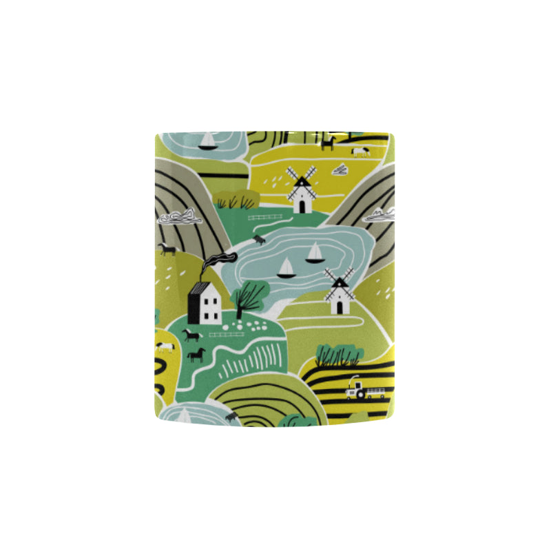 Hand drawn windmill pattern Morphing Mug Heat Changing Mug