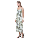 Monkey sloth lemur palm trees pattern V-Neck Open Fork Long Dress