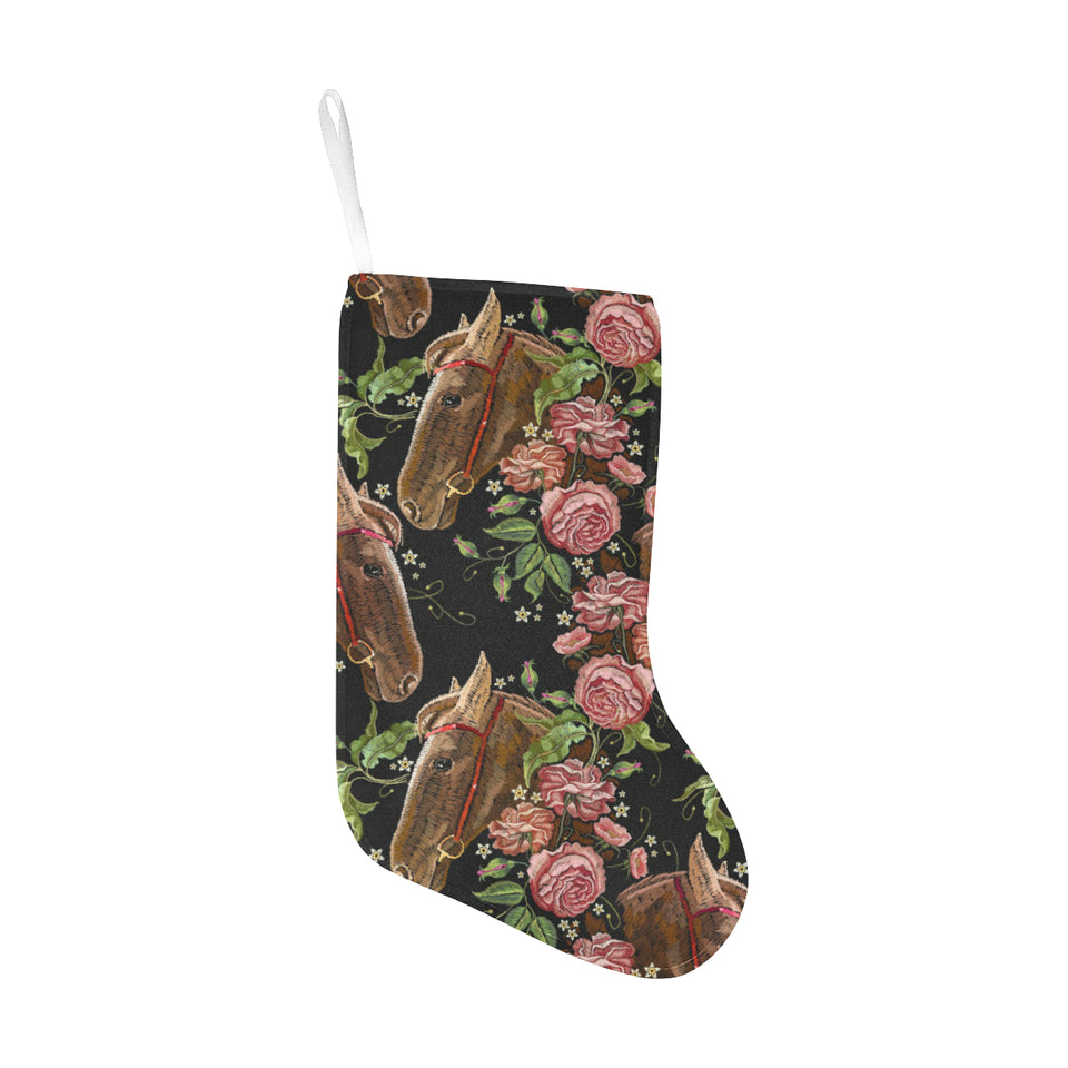 Horse head wild roses pattern Christmas Stocking