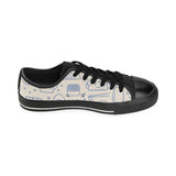 Cute sushi icon pattern Men's Low Top Canvas Shoes Black