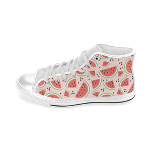 Watermelon pattern Men's High Top Canvas Shoes White