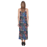 Octopus sea wave tropical fishe pattern V-Neck Open Fork Long Dress
