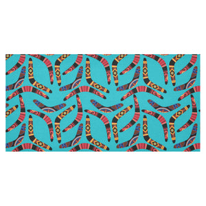 Boomerang Australian aboriginal ornament blue back Tablecloth