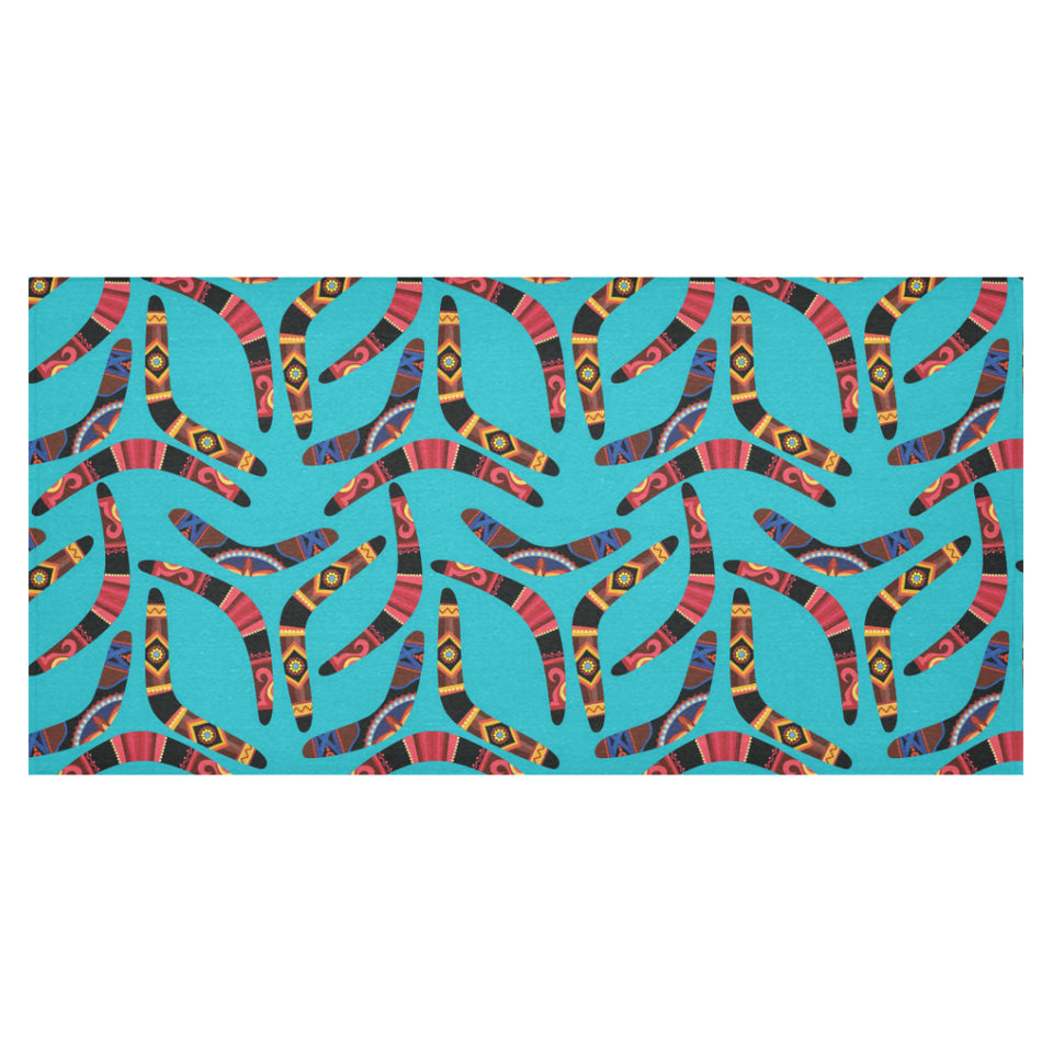 Boomerang Australian aboriginal ornament blue back Tablecloth