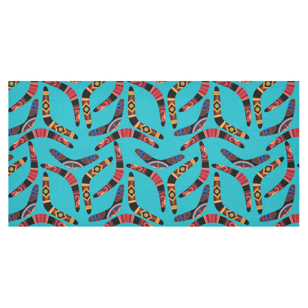 Boomerang Australian aboriginal ornament blue back Tablecloth