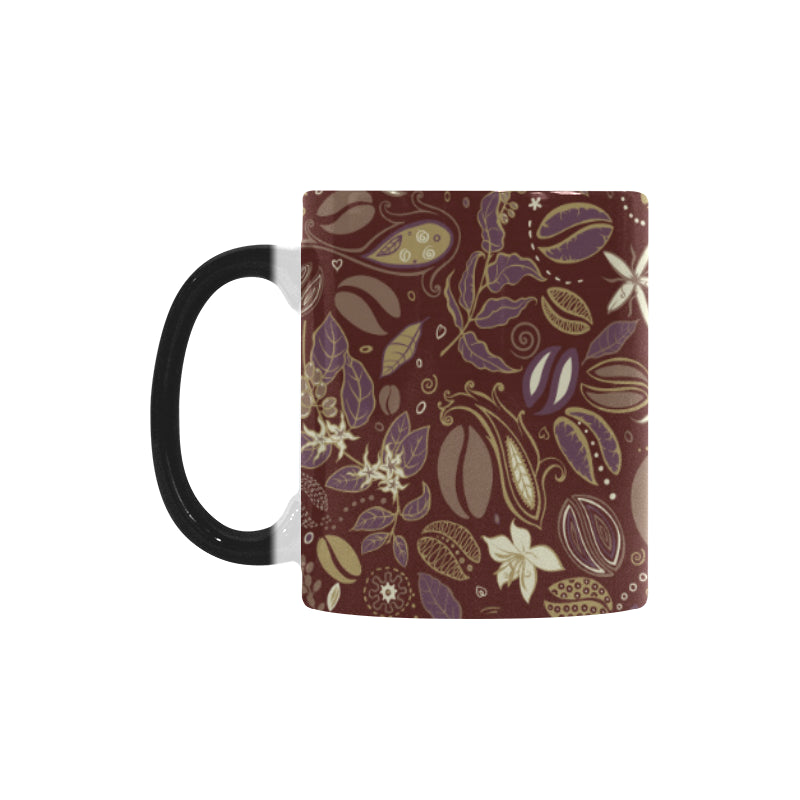 Coffee bean flower pattern Morphing Mug Heat Changing Mug