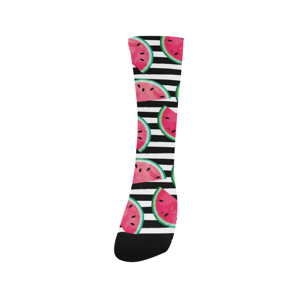 Watercolor paint textured watermelon pieces Crew Socks