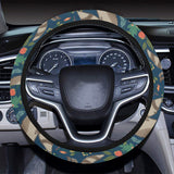 Raccoon tropical leaves pattern Car Steering Wheel Cover