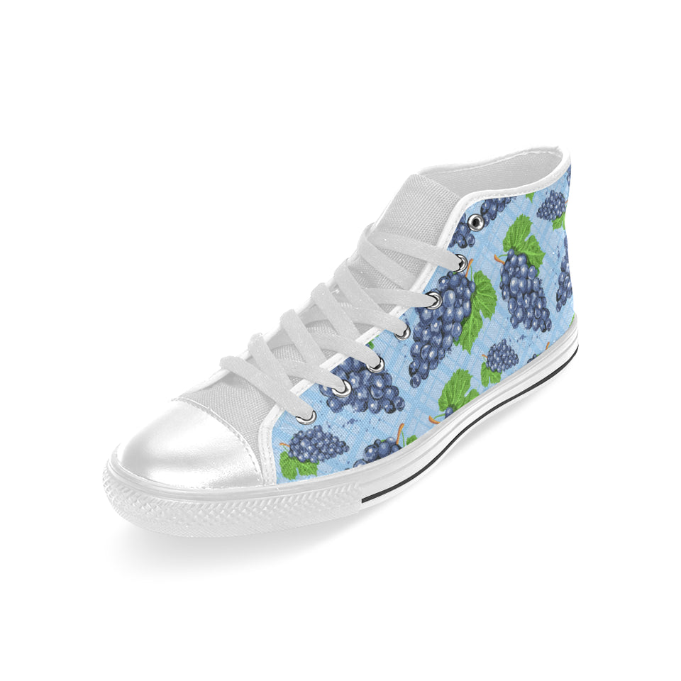 Watercolor grape pattern Men's High Top Canvas Shoes White