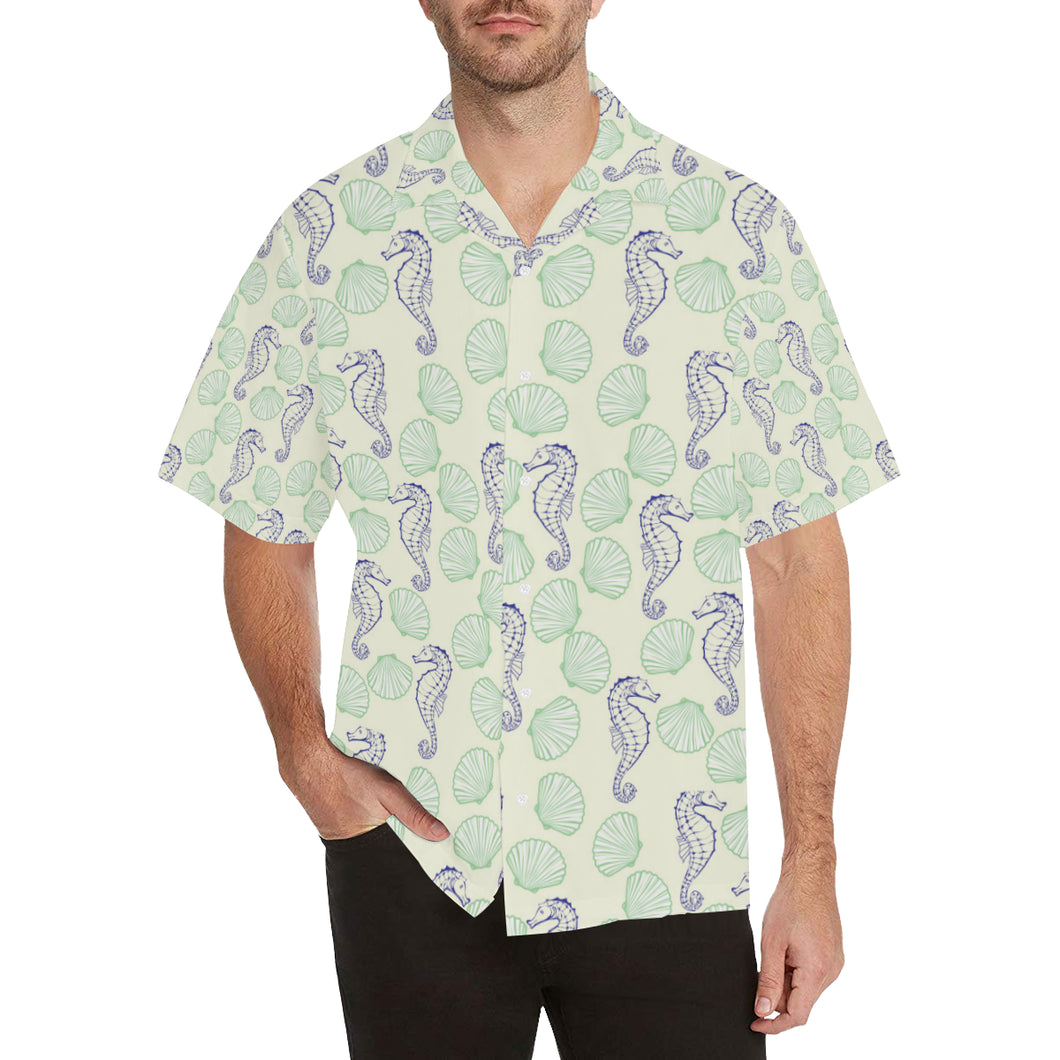 Seahorse shell pattern Men's All Over Print Hawaiian Shirt