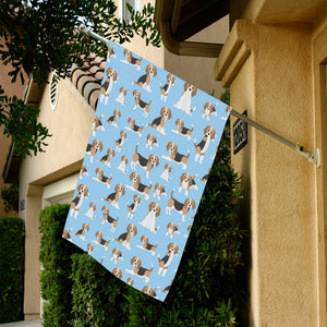 Beagle dog blue background pattern House Flag Garden Flag