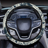Sugar skull black white pattern Car Steering Wheel Cover