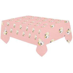 Cute hamster cheese pattern pink background Tablecloth