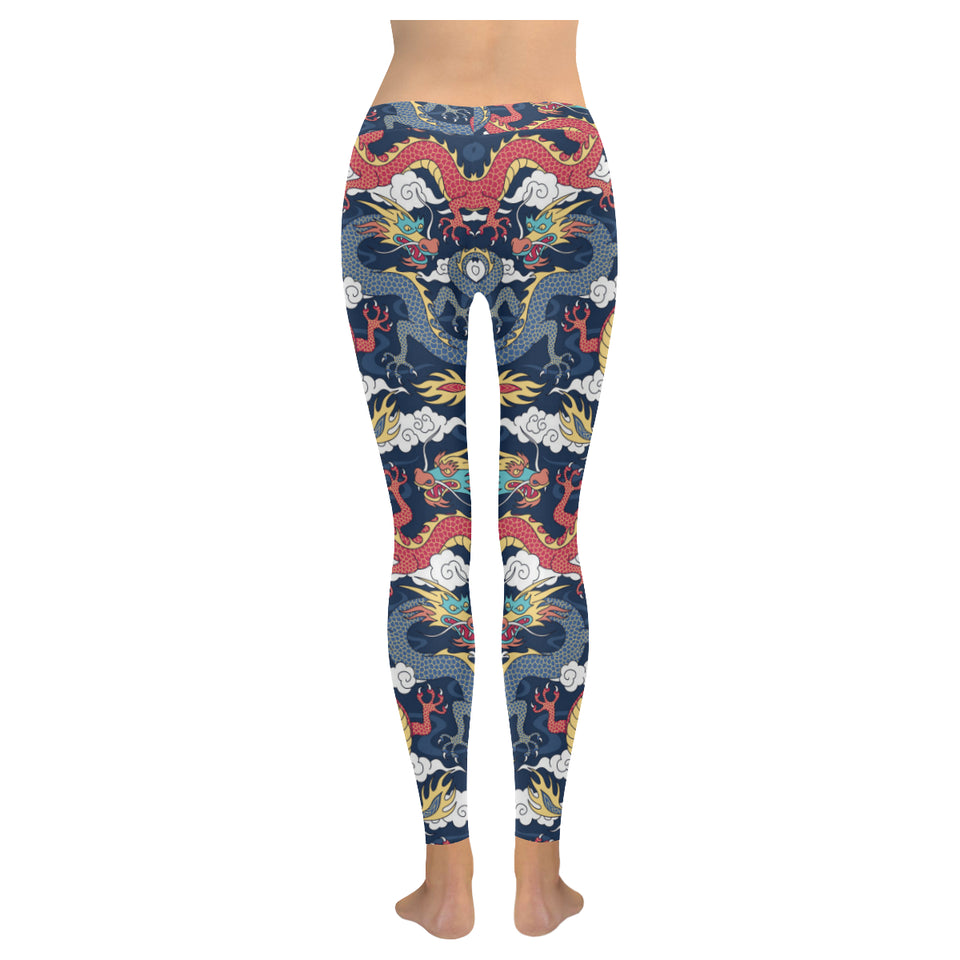 Blue red dragon cloud pattern Women's Legging Fulfilled In US