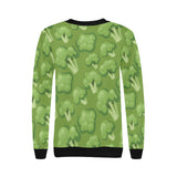 Broccoli pattern green background Women's Crew Neck Sweatshirt