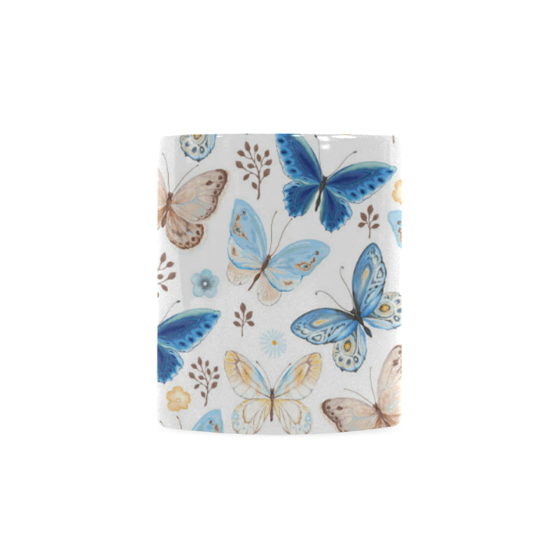 blue butterfly pattern Classical White Mug (Fulfilled In US)